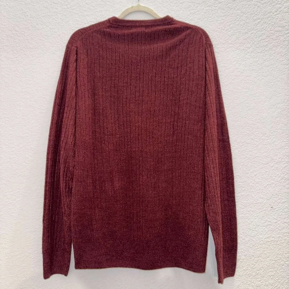 Dockers Men's L Pullover Crew Neck Sweater Cable Knit Burgundy Soft Preppy Look